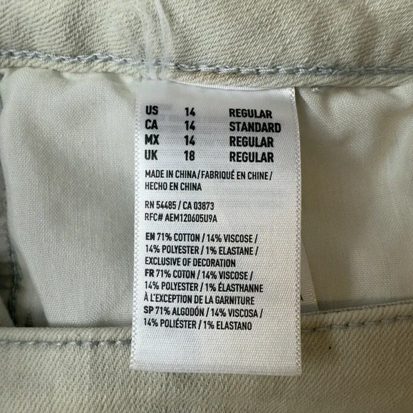 American Eagle Jeans Womens 14 White Hi-Rise Jegging Distressed Denim Stretch - Picture 11 of 14